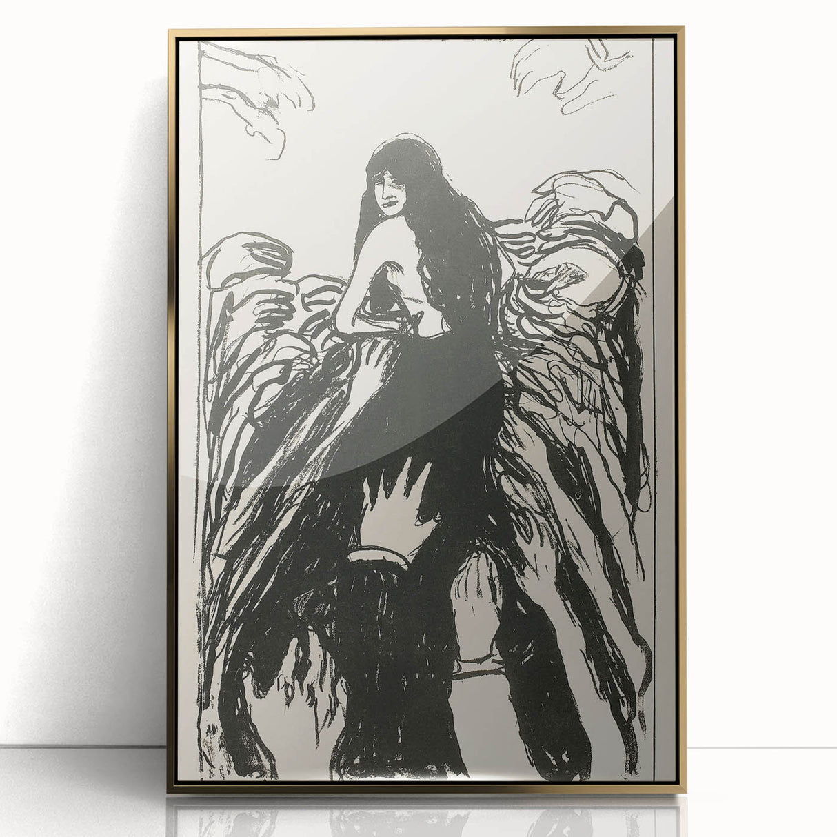 Expressionist Art: The Hands | Bold Black-and-White Munch Print