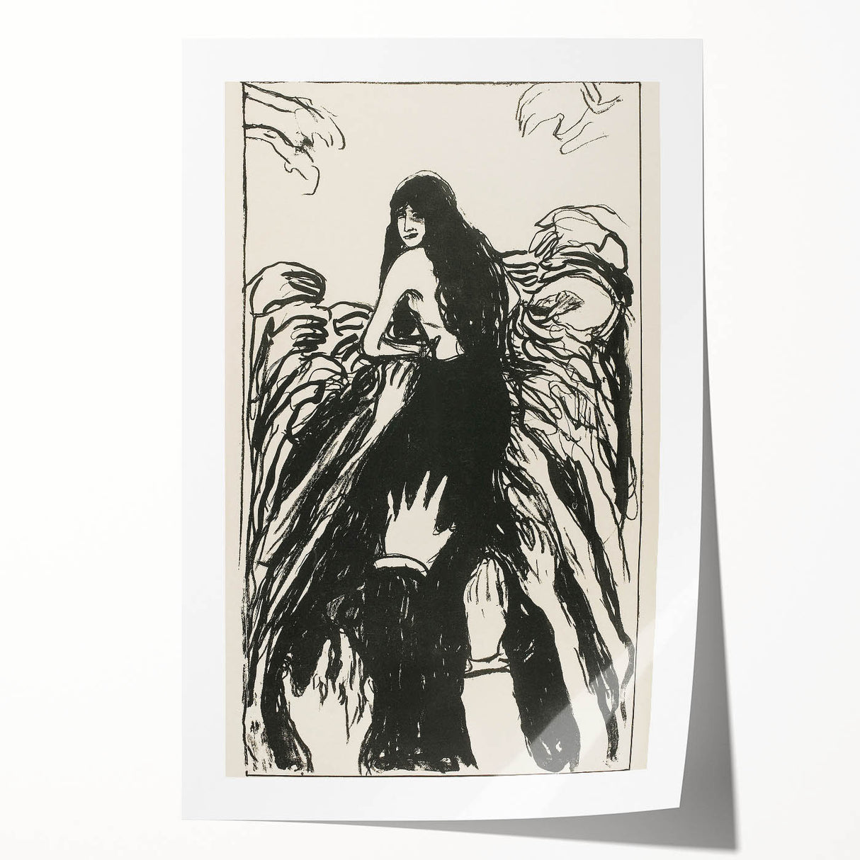 Expressionist Art: The Hands | Bold Black-and-White Munch Print