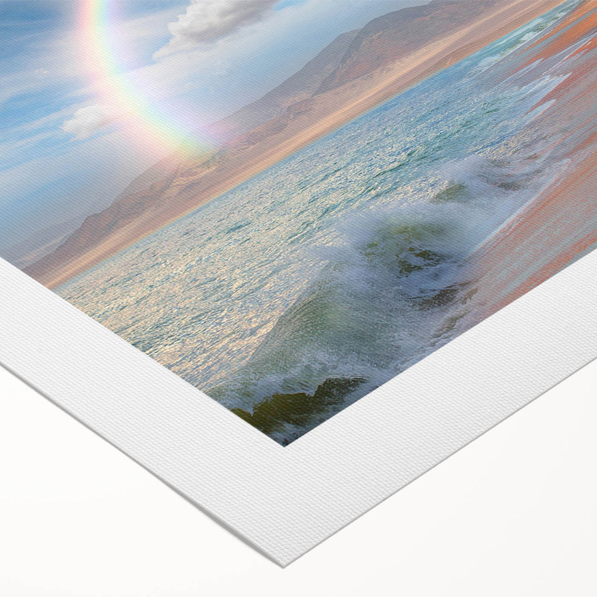 Art deco poster featuring a serene Namibian landscape on rolled canvas, ideal for dining room wall art.