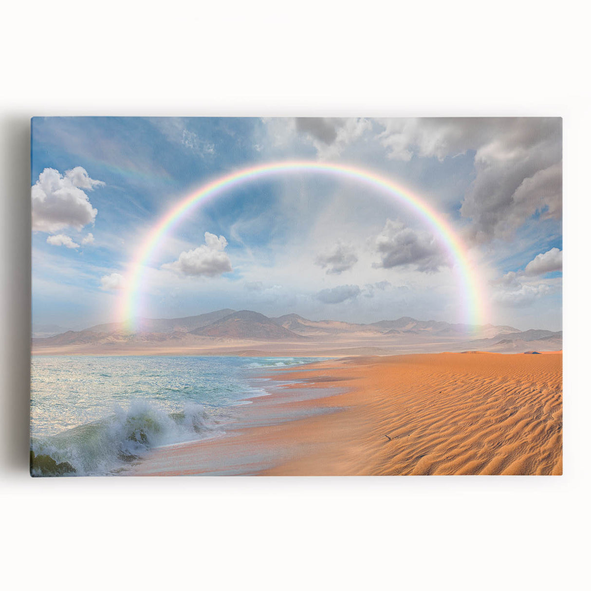 Black and white photograph of Namibian landscape on large stretched canvas, ideal for kitchen wall art.