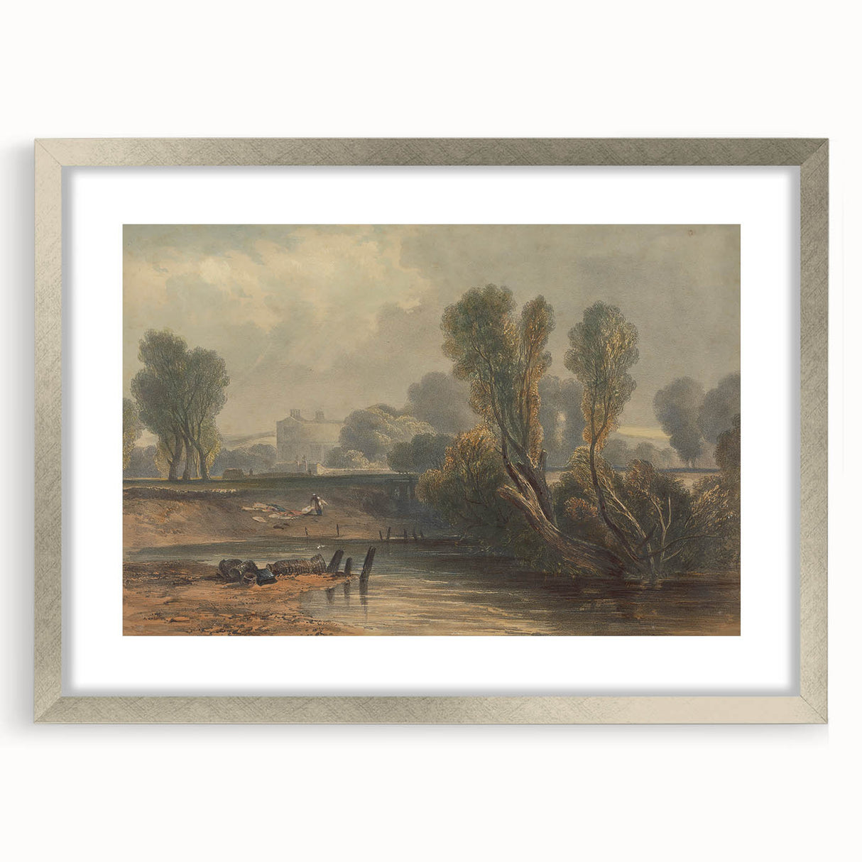 Romanticism Art: On the Thames - Emotional Landscape Canvas Print