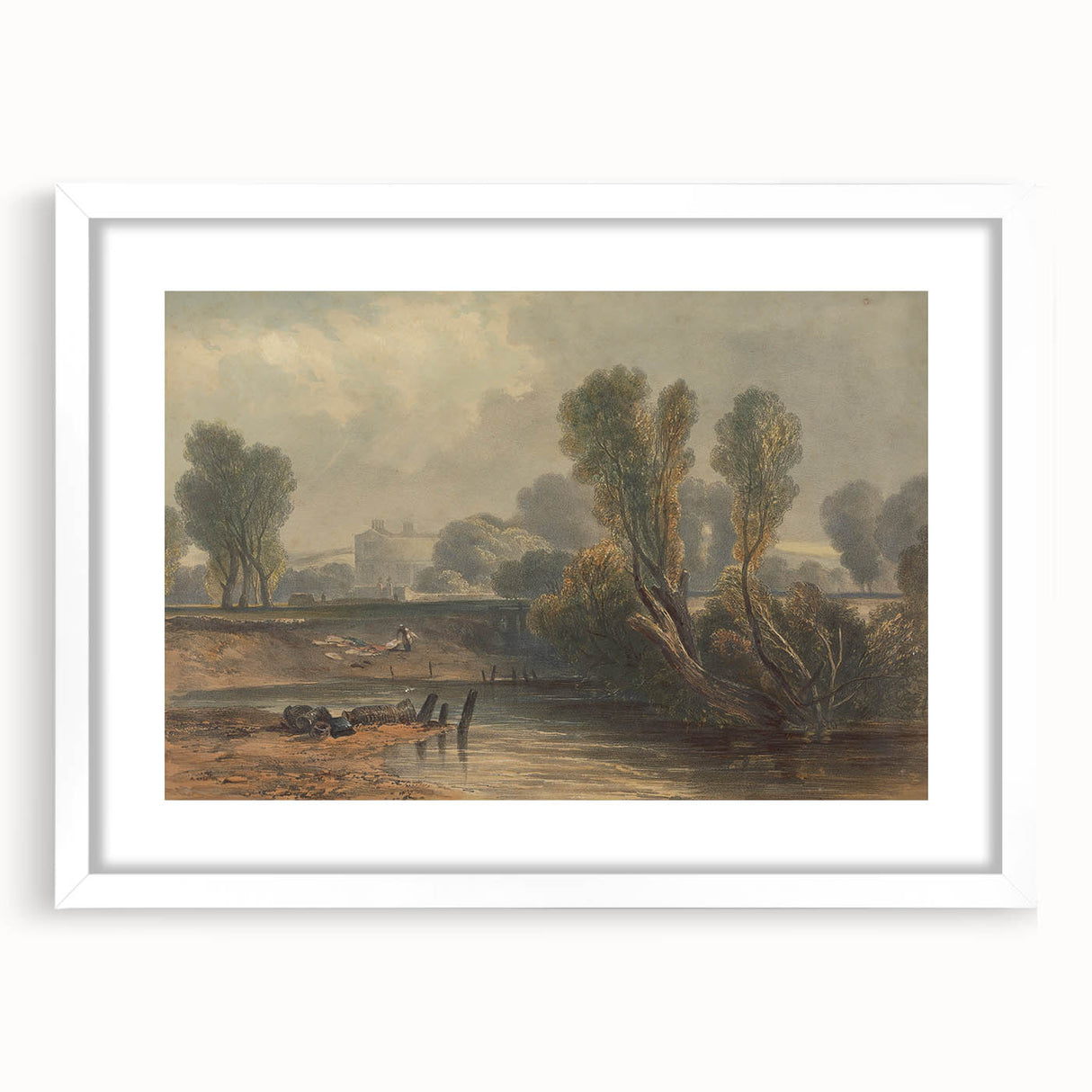 Romanticism Art: On the Thames - Emotional Landscape Canvas Print