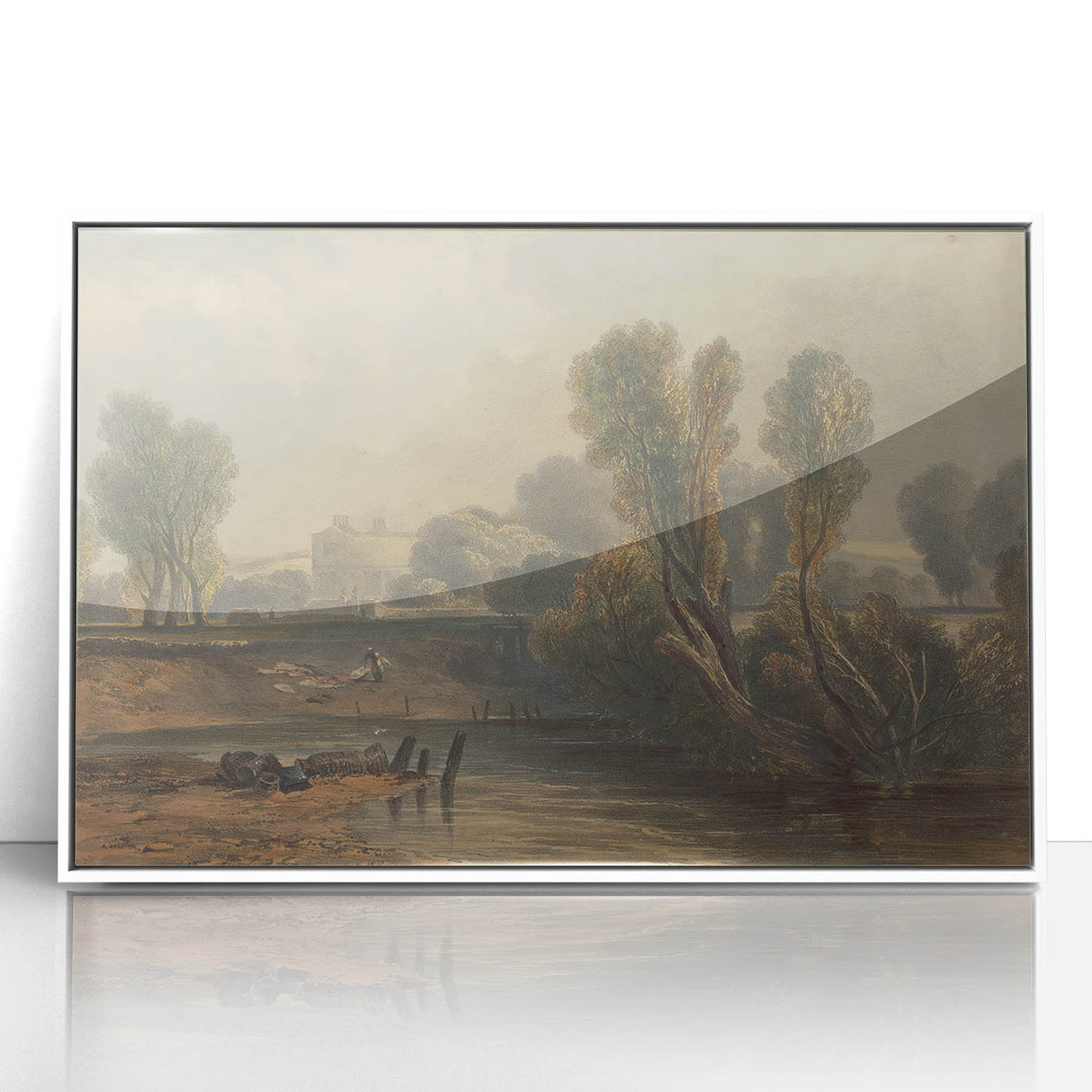 Romanticism Art: On the Thames - Emotional Landscape Canvas Print
