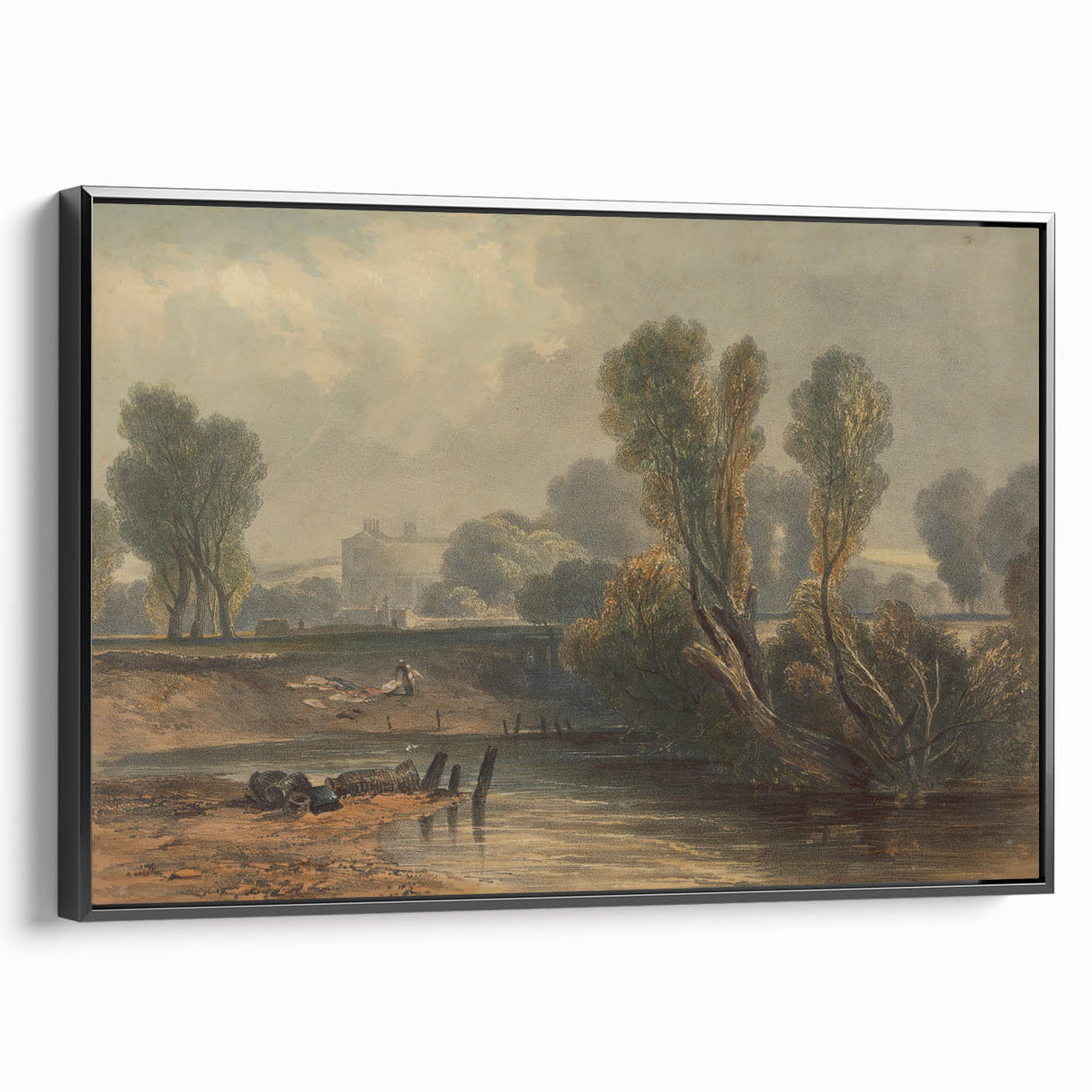 Romanticism Art: On the Thames - Emotional Landscape Canvas Print