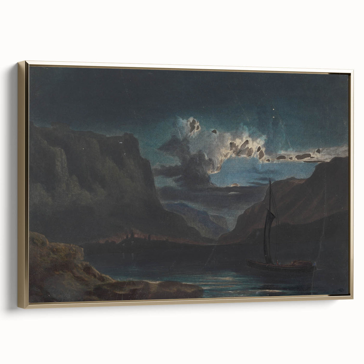 Romanticism Art: New Weir on the Wye - Dramatic Landscape Canvas