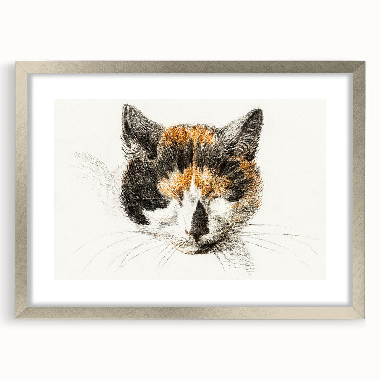 Romanticism Art: Calico Cat by Jean Bernard - Classic Animal Portrait