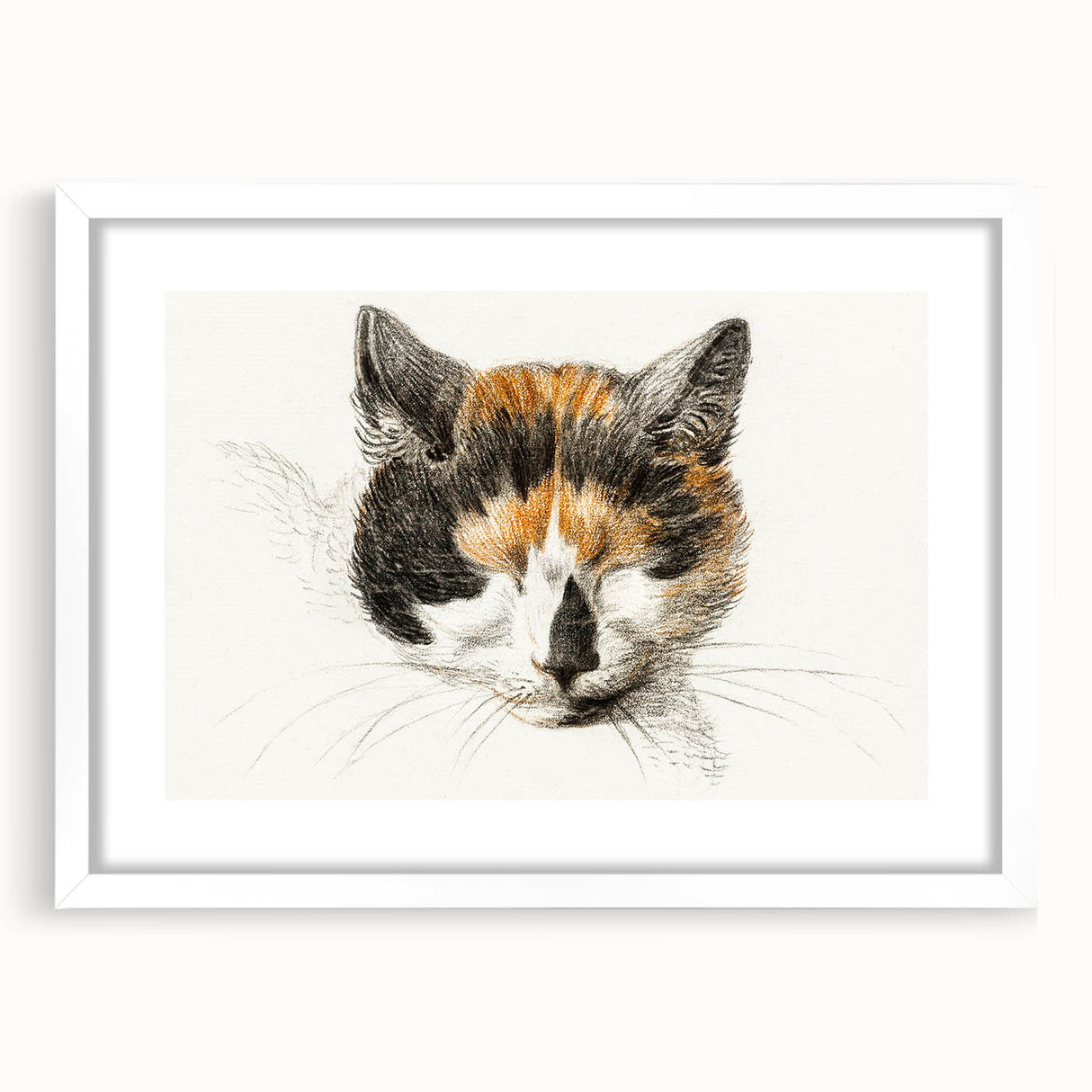 Romanticism Art: Calico Cat by Jean Bernard - Classic Animal Portrait