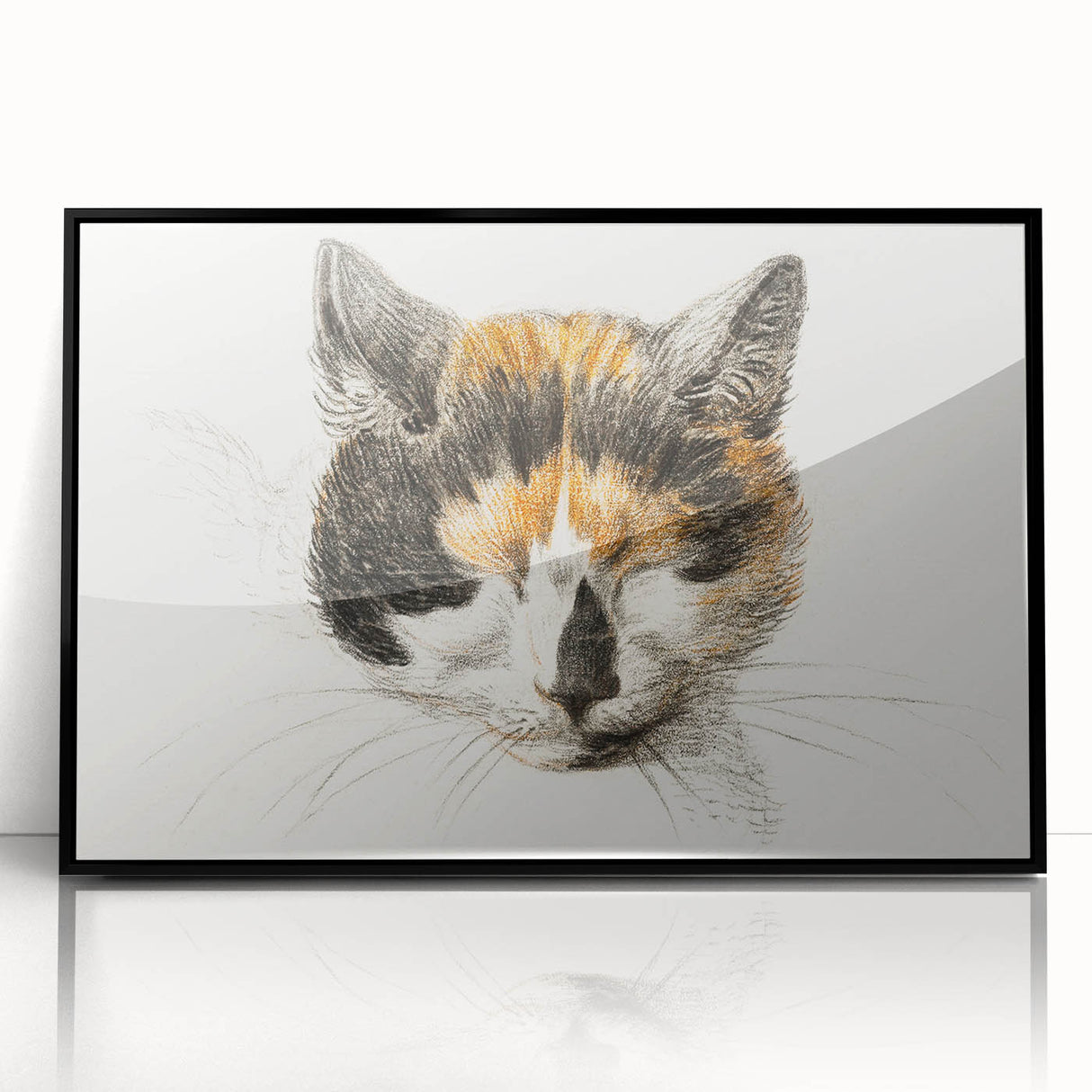 Romanticism Art: Calico Cat by Jean Bernard - Classic Animal Portrait