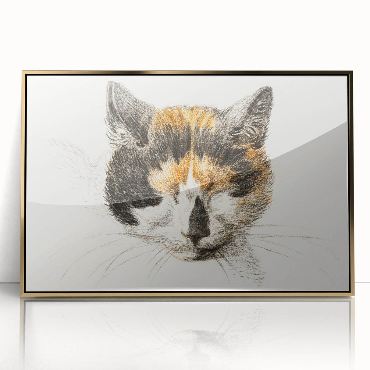Romanticism Art: Calico Cat by Jean Bernard - Classic Animal Portrait
