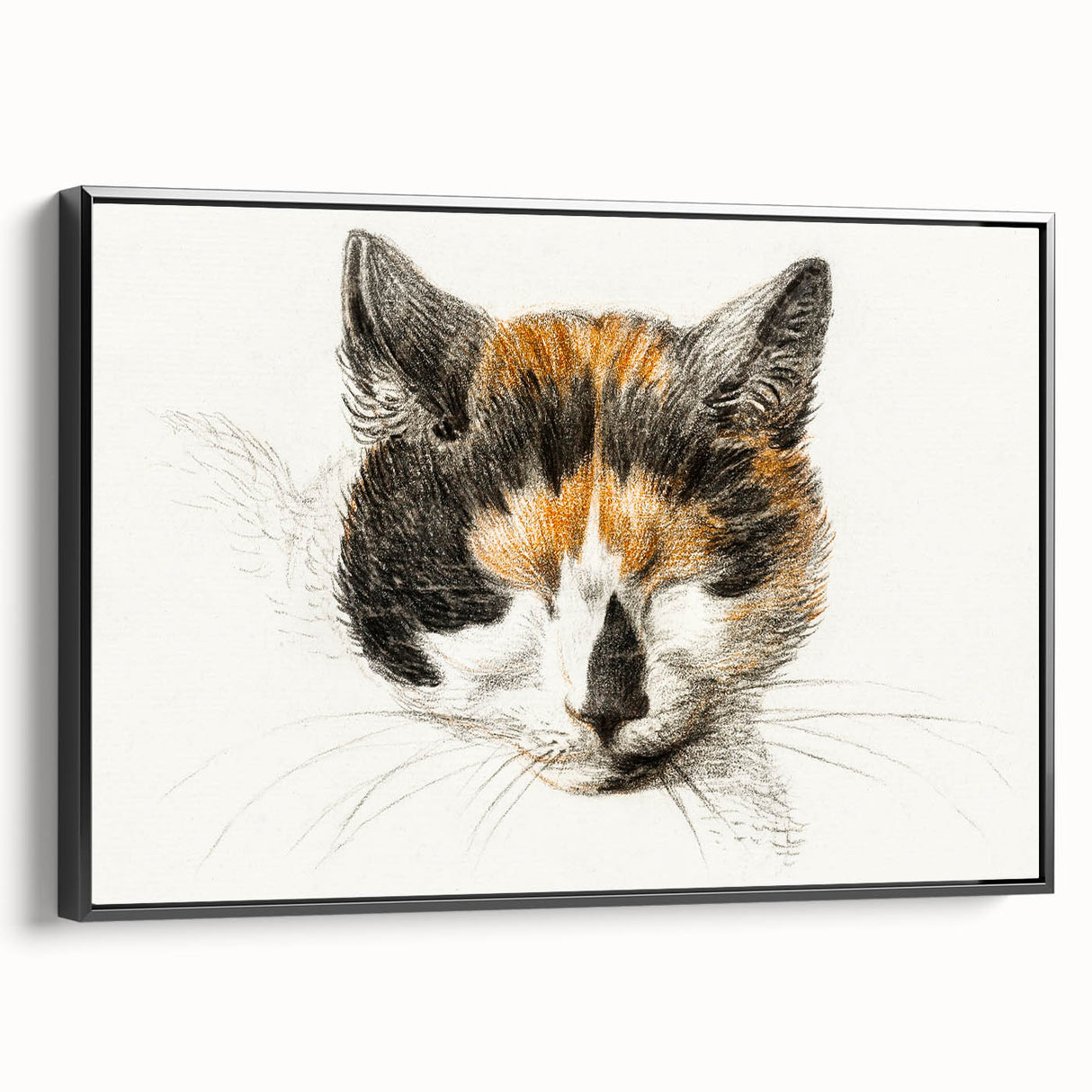 Romanticism Art: Calico Cat by Jean Bernard - Classic Animal Portrait