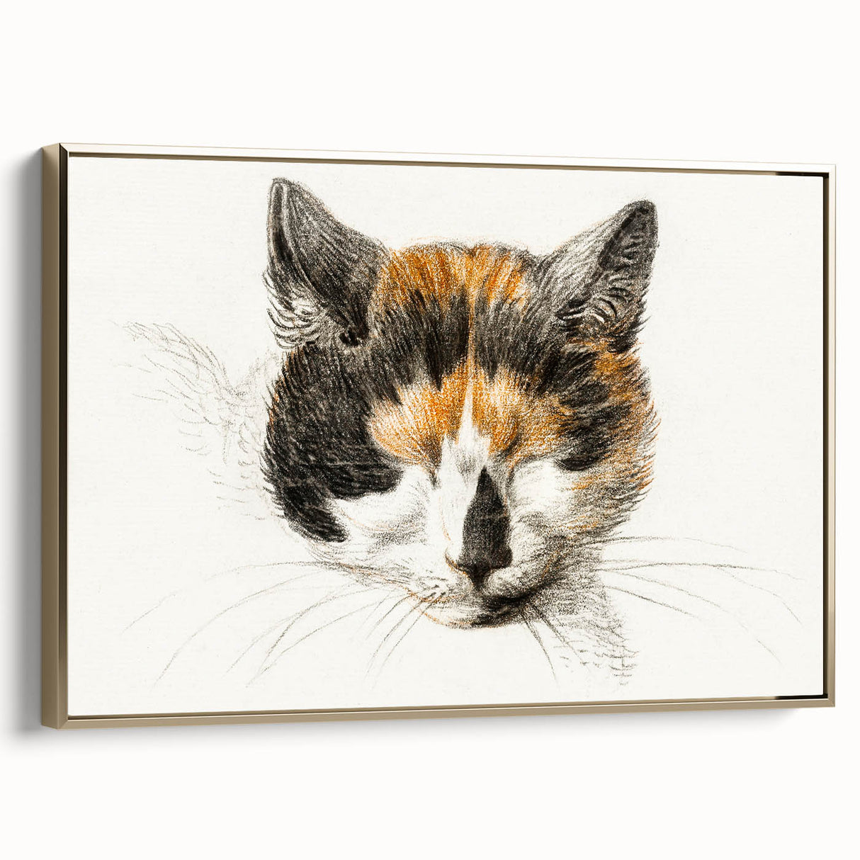 Romanticism Art: Calico Cat by Jean Bernard - Classic Animal Portrait