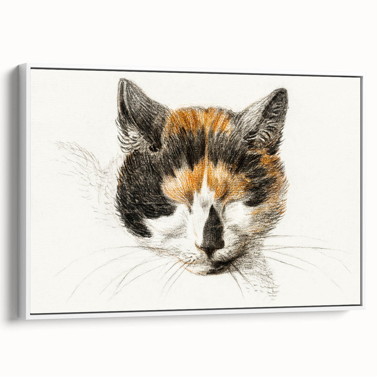Romanticism Art: Calico Cat by Jean Bernard - Classic Animal Portrait