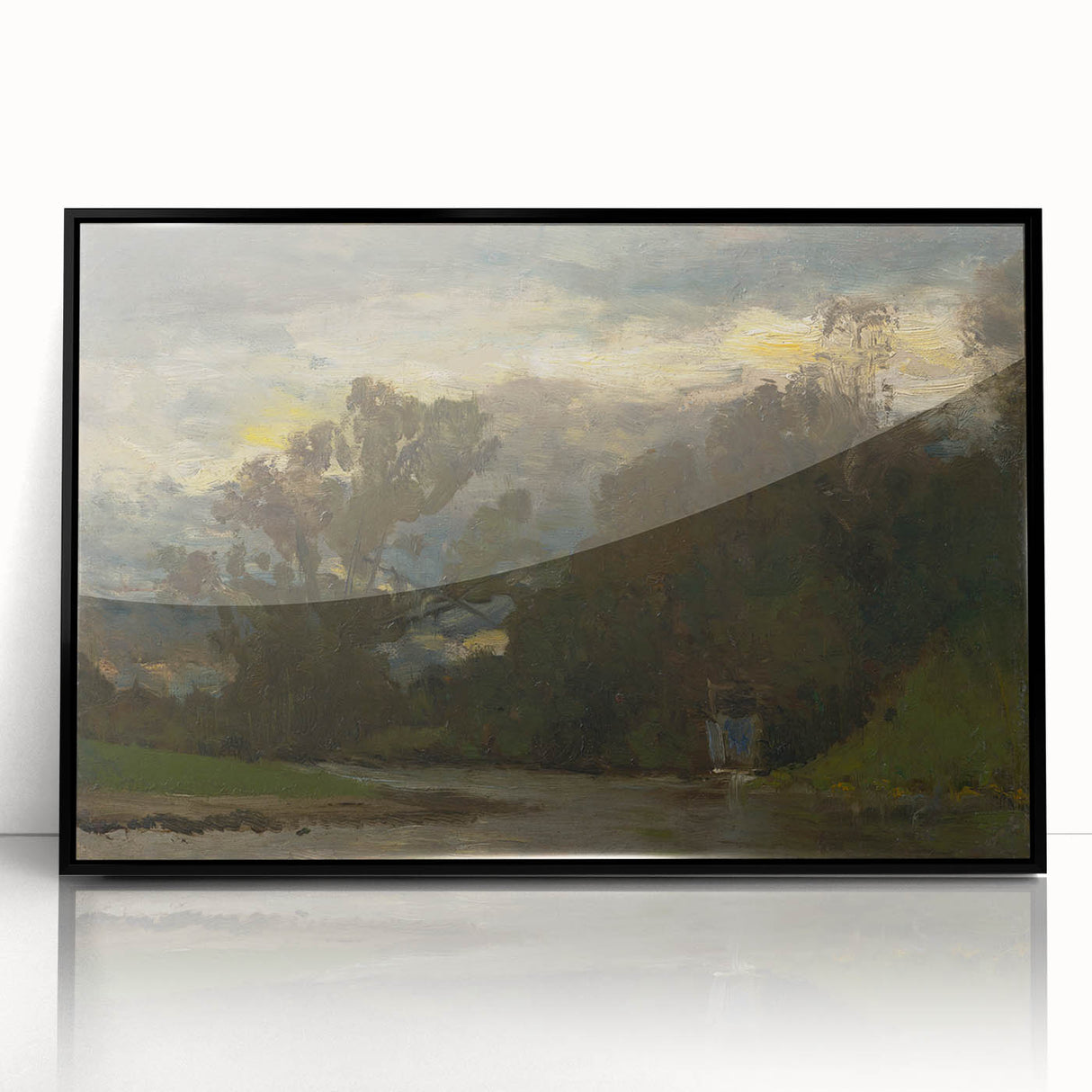 Romanticism Art: Poprad River Shore by Mednyánszky - Landscape Canvas