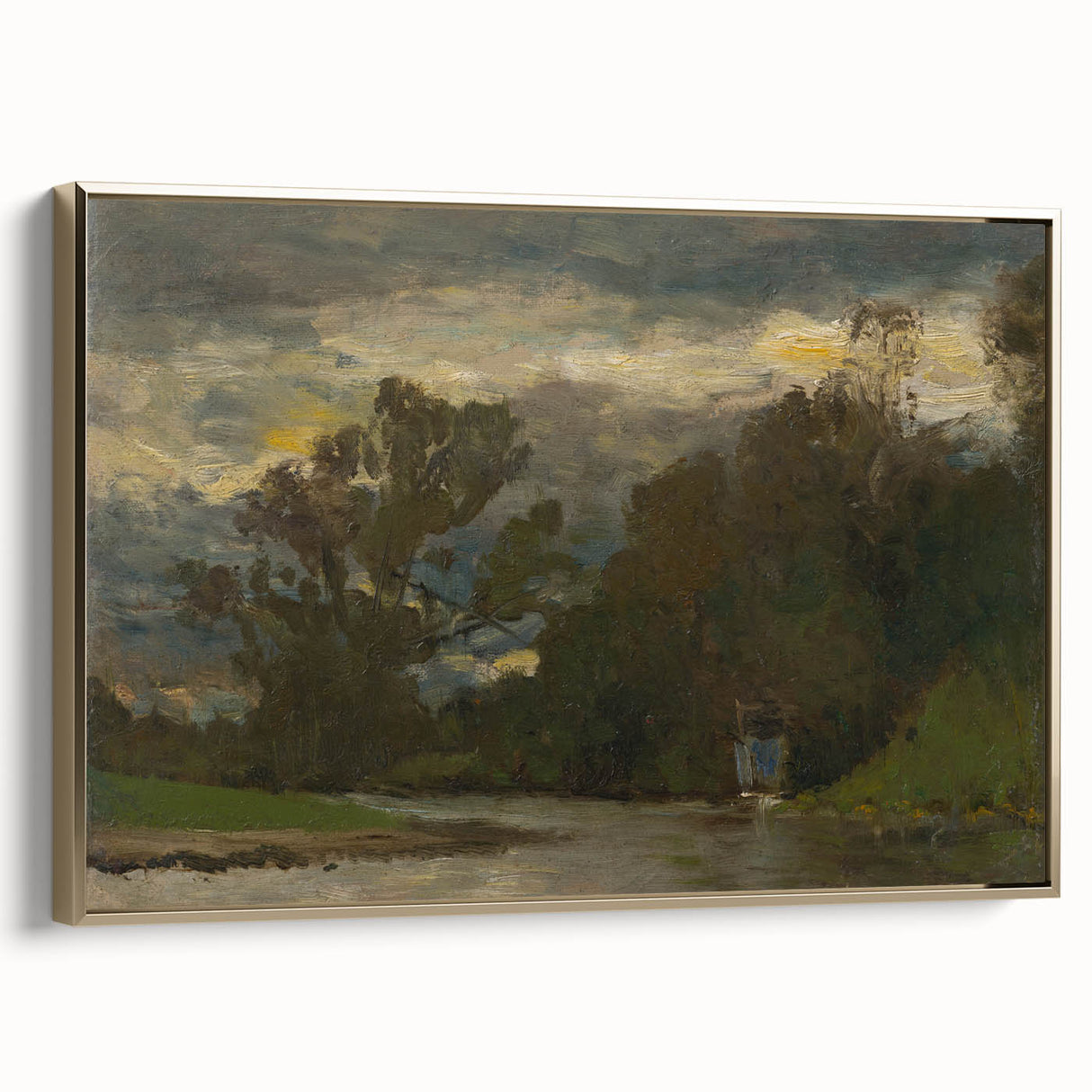 Romanticism Art: Poprad River Shore by Mednyánszky - Landscape Canvas