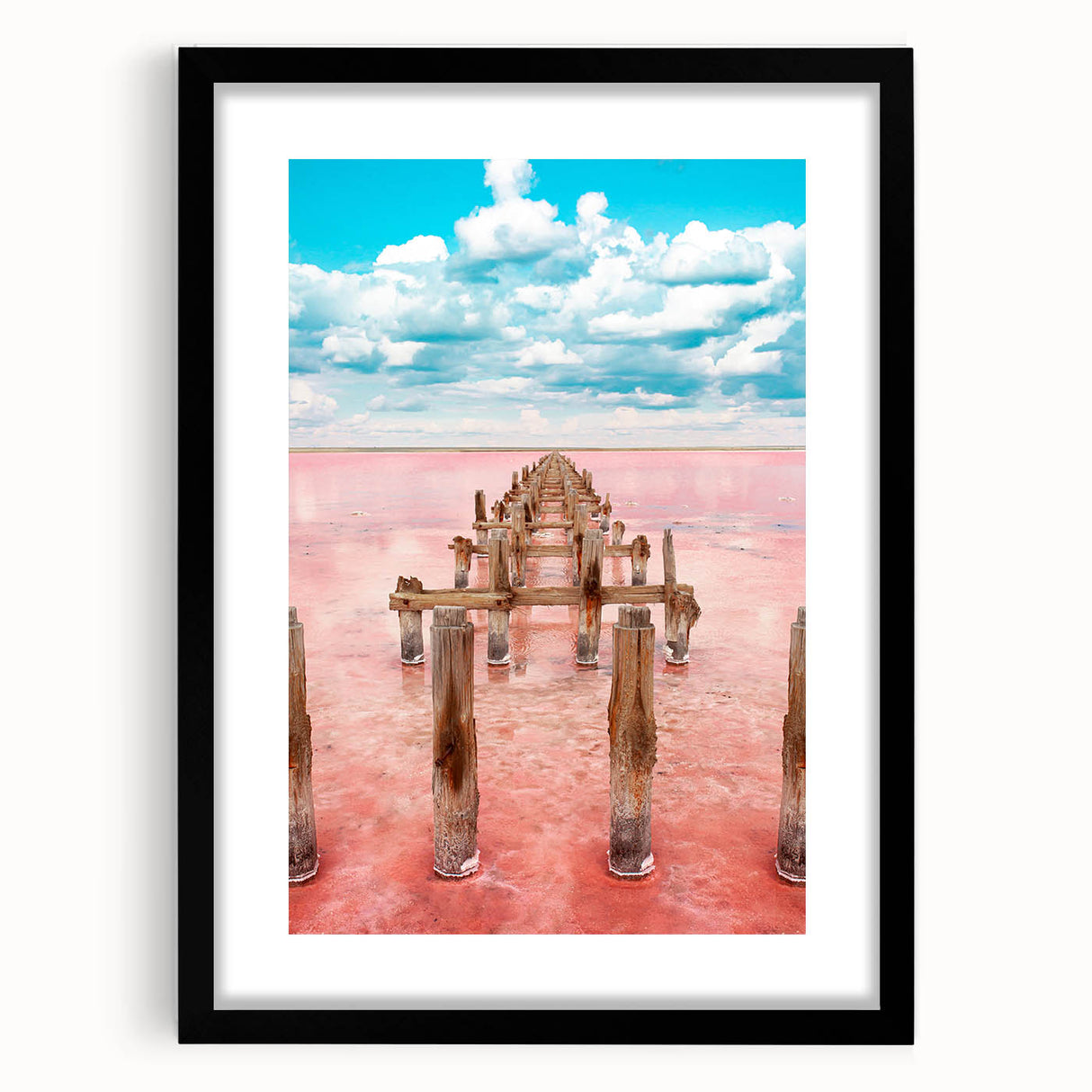 Extra large abstract art print depicting vibrant, textured scenery of Yucatán, Mexico in a black frame.