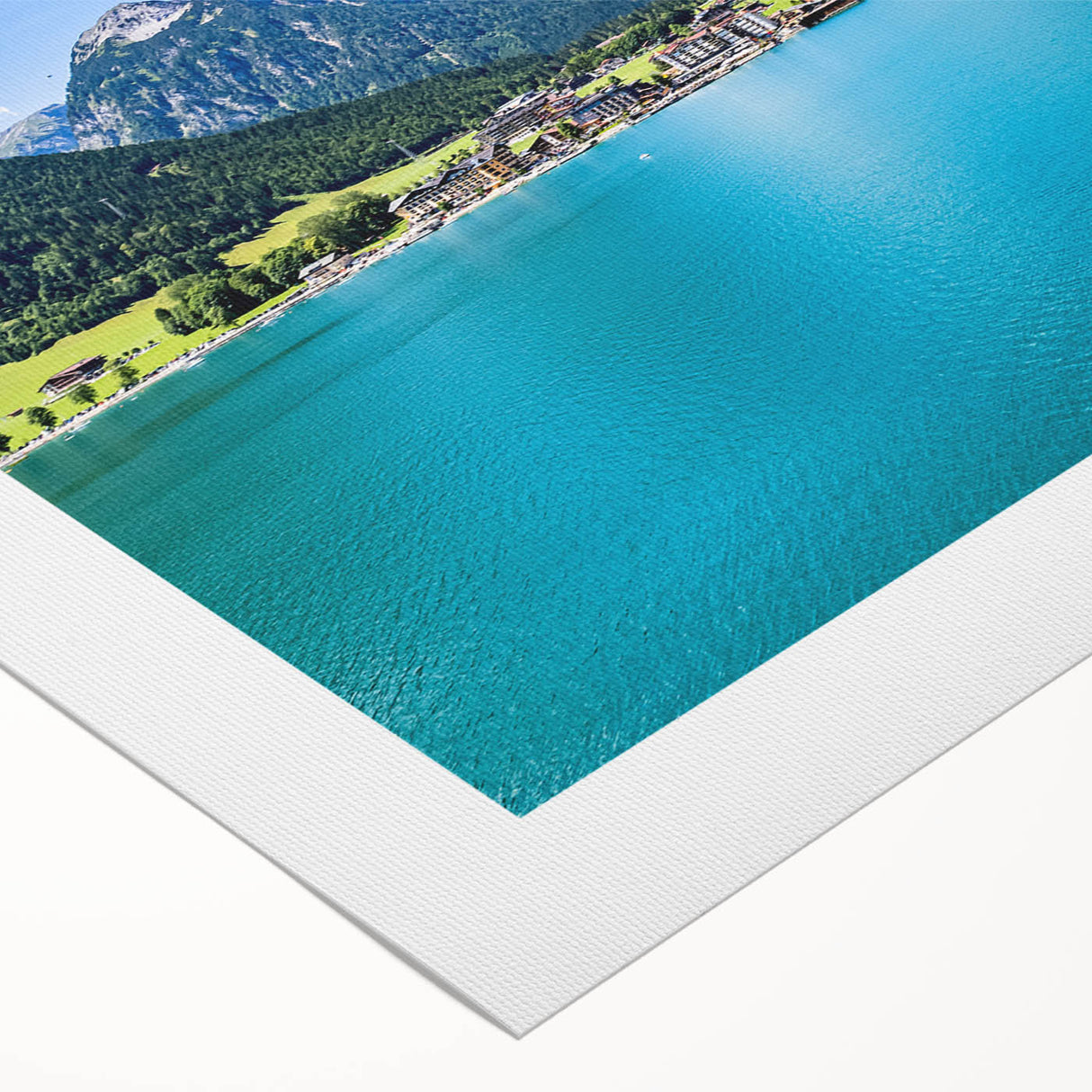 Art deco poster featuring an Austrian landscape in muted earth tones on rolled canvas, suitable for dining room decor.