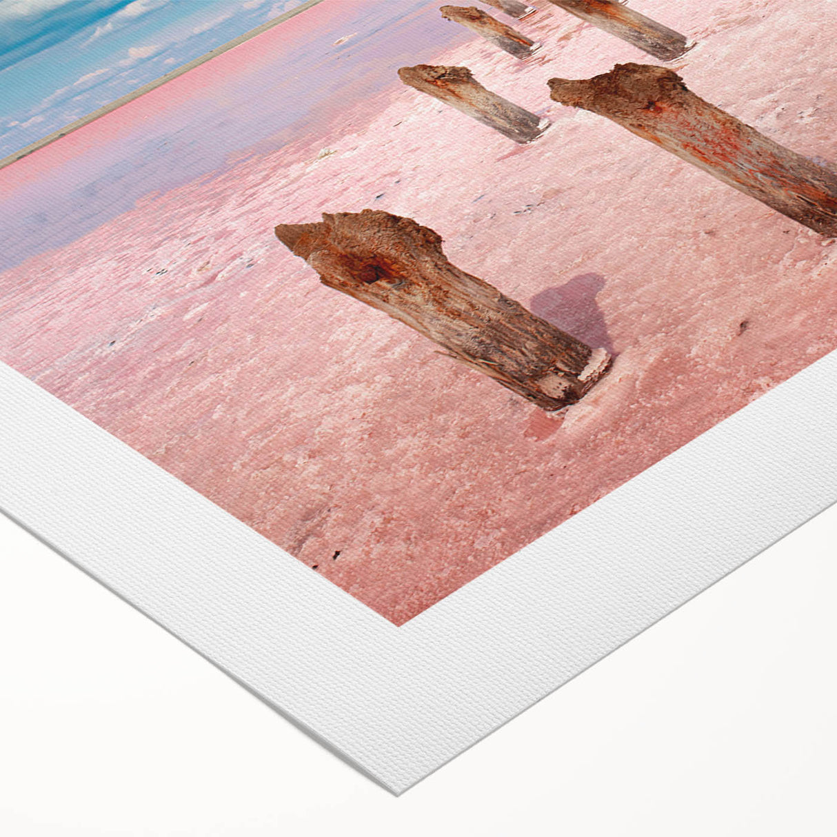 Art Deco poster depicting Yucatan scenery on rolled canvas, featuring pastel blues and greens.