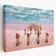 Scenic Yucatan landscape on stretched canvas featuring lush greenery and a tranquil lake, ideal for kitchen wall art.