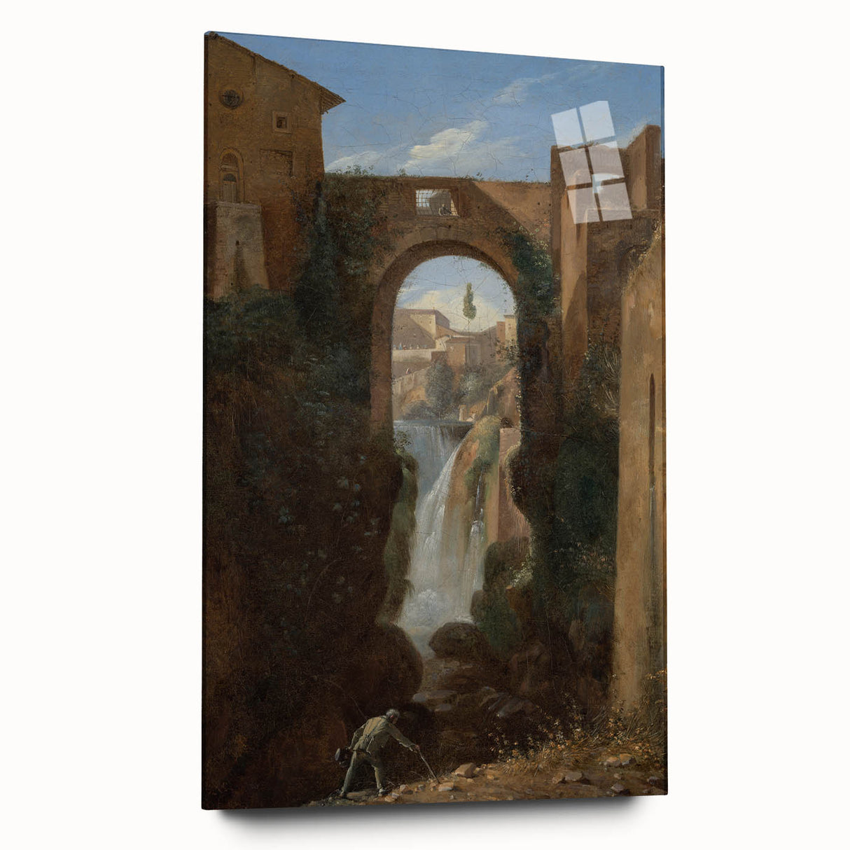 Romanticism Art: Ponte San Rocco by Granet - Landscape Canvas Print