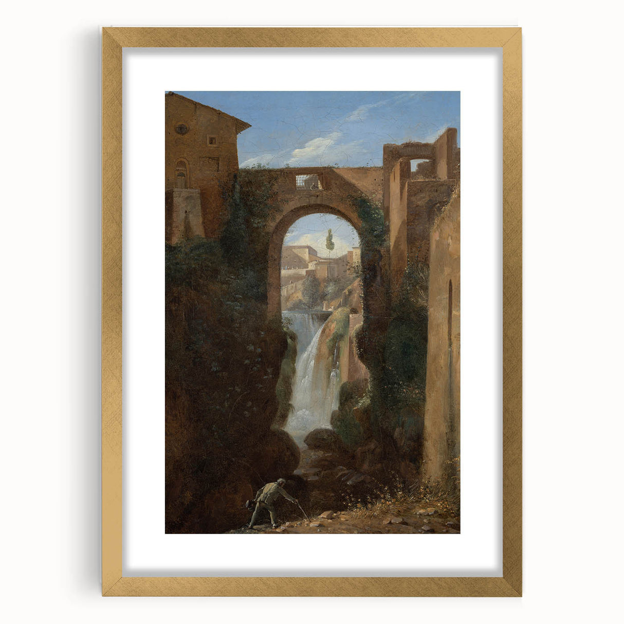 Romanticism Art: Ponte San Rocco by Granet - Landscape Canvas Print