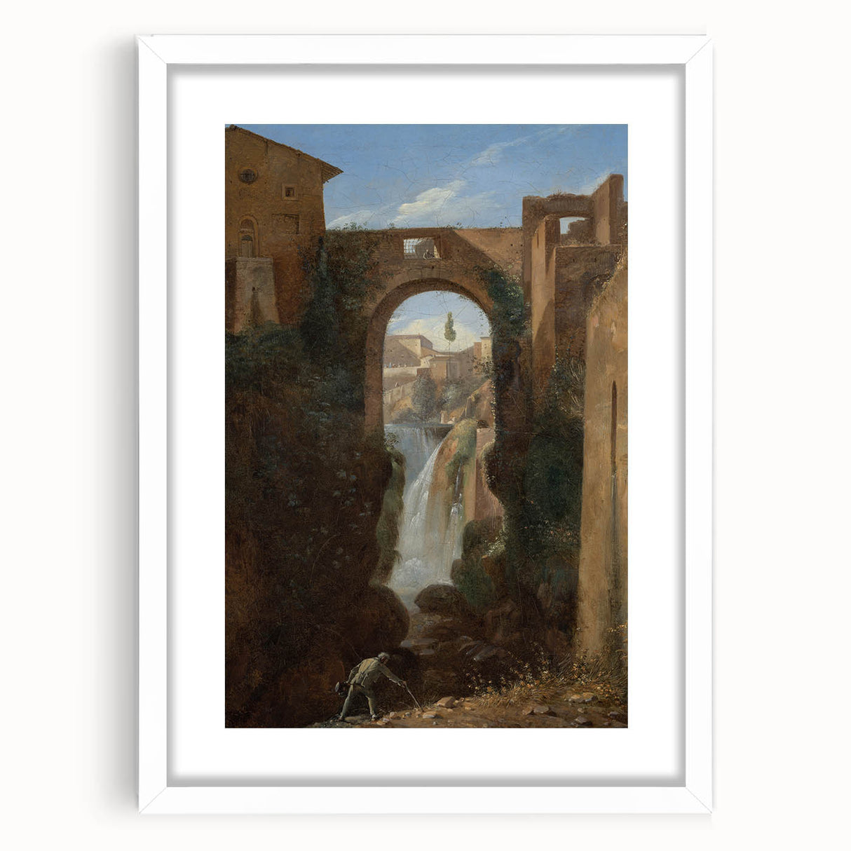 Romanticism Art: Ponte San Rocco by Granet - Landscape Canvas Print