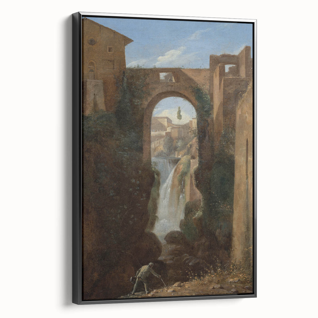 Romanticism Art: Ponte San Rocco by Granet - Landscape Canvas Print
