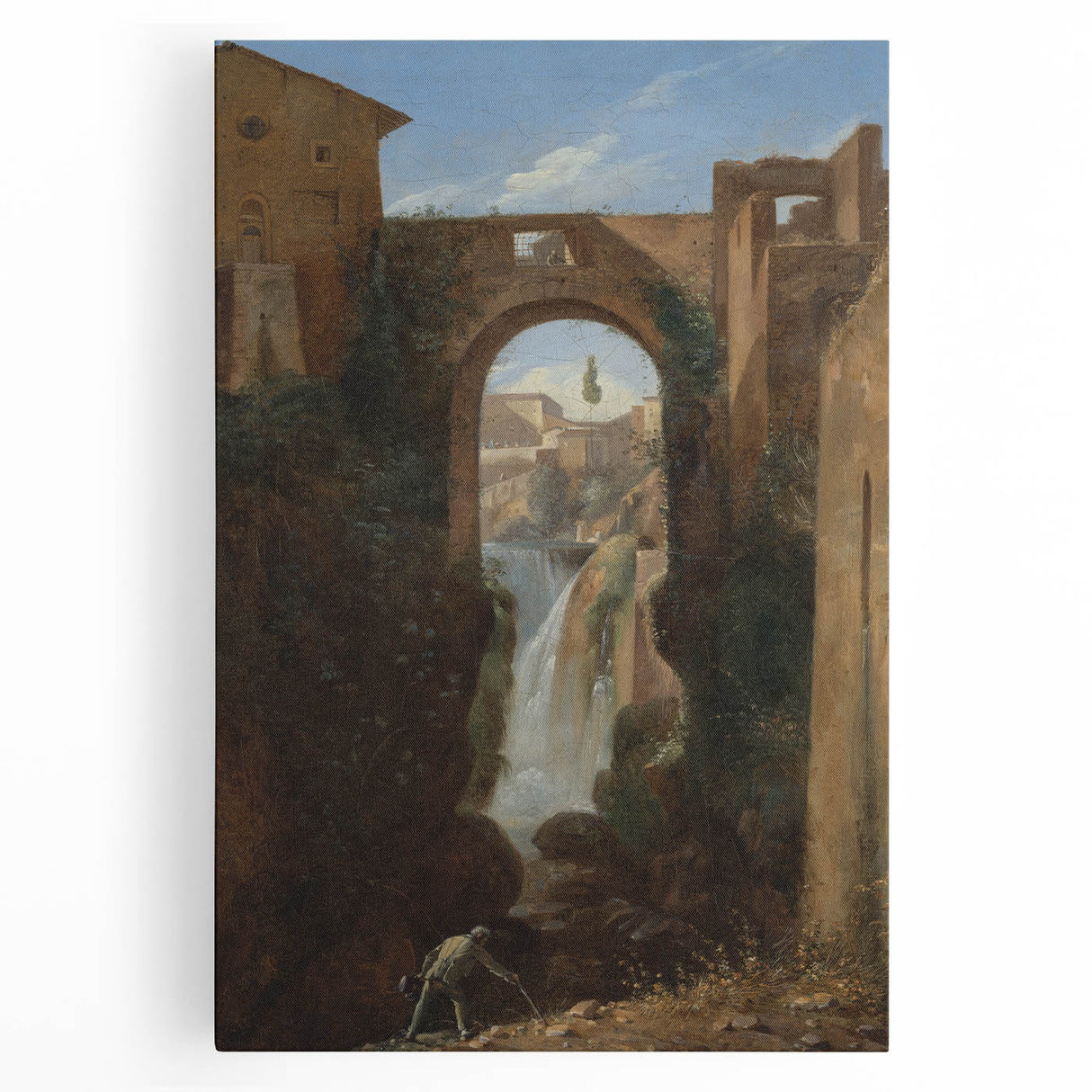 Romanticism Art: Ponte San Rocco by Granet - Landscape Canvas Print