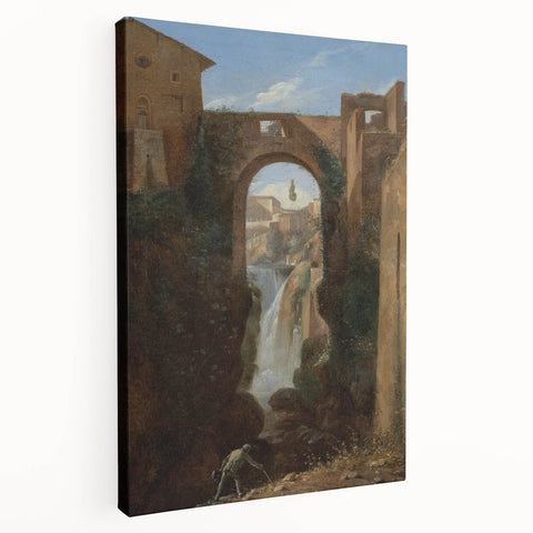 Romanticism Art: Ponte San Rocco by Granet - Landscape Canvas Print