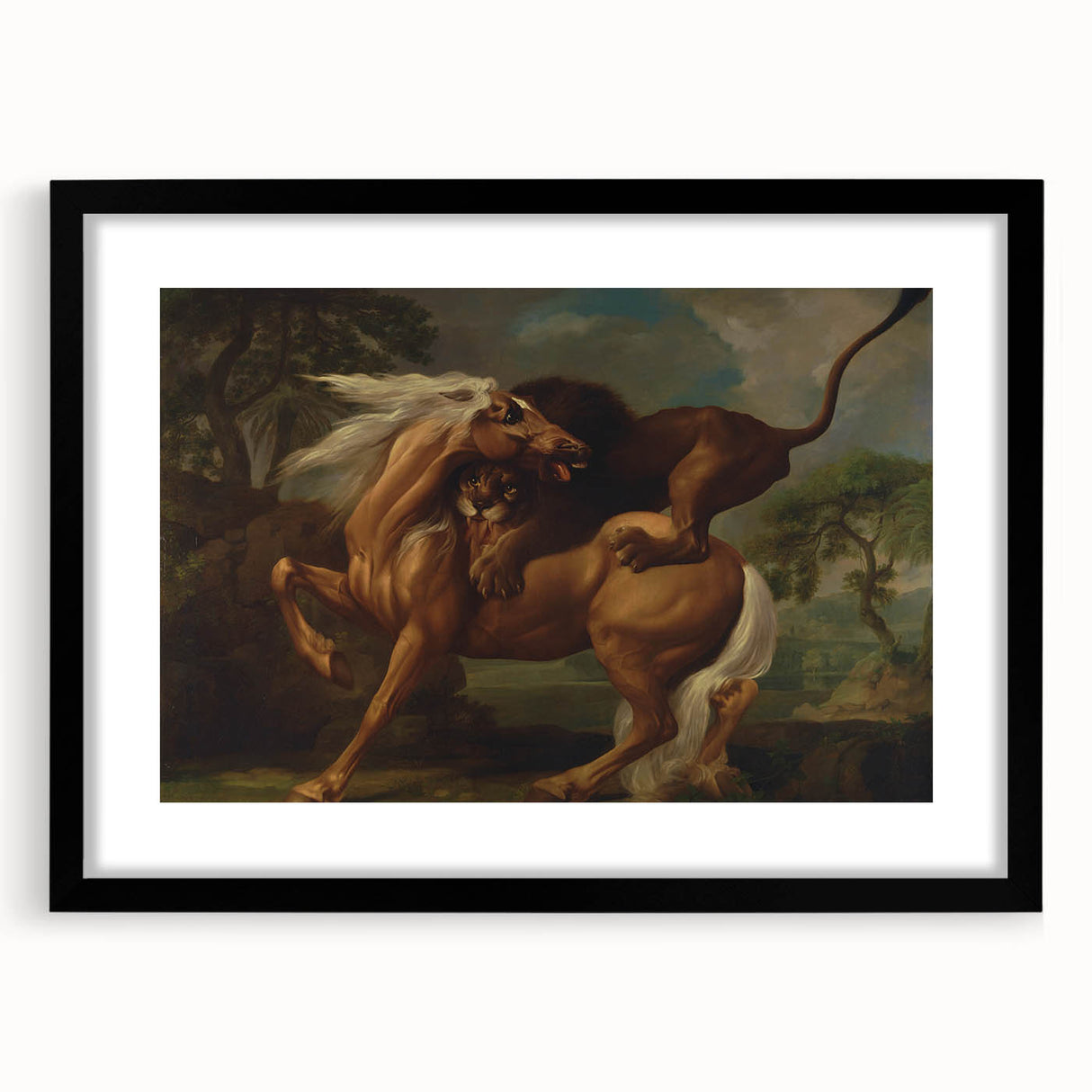 Romanticism Art: Lion Attacking a Horse by Stubbs - Wildlife Canvas Print