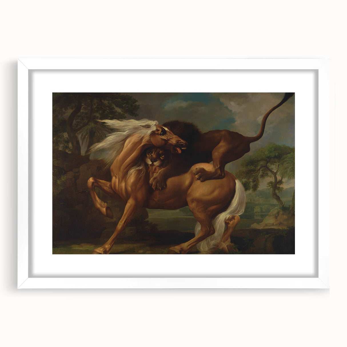 Romanticism Art: Lion Attacking a Horse by Stubbs - Wildlife Canvas Print
