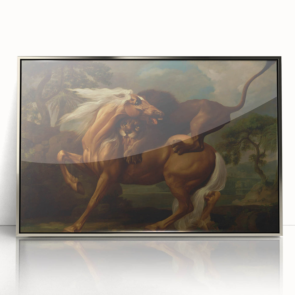 Romanticism Art: Lion Attacking a Horse by Stubbs - Wildlife Canvas Print
