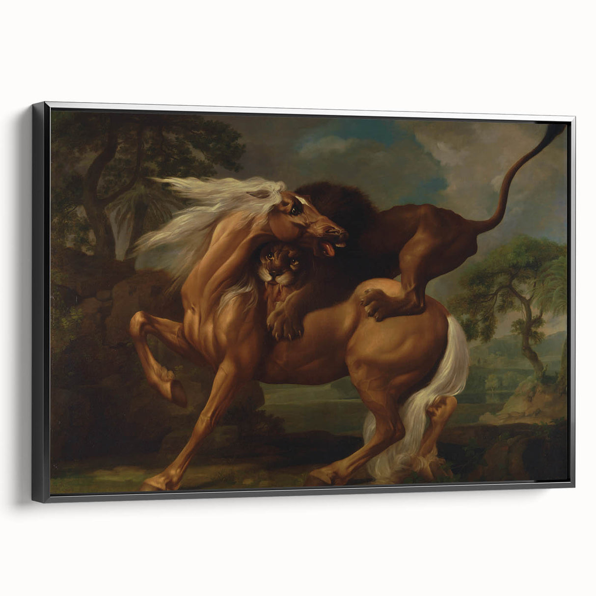 Romanticism Art: Lion Attacking a Horse by Stubbs - Wildlife Canvas Print