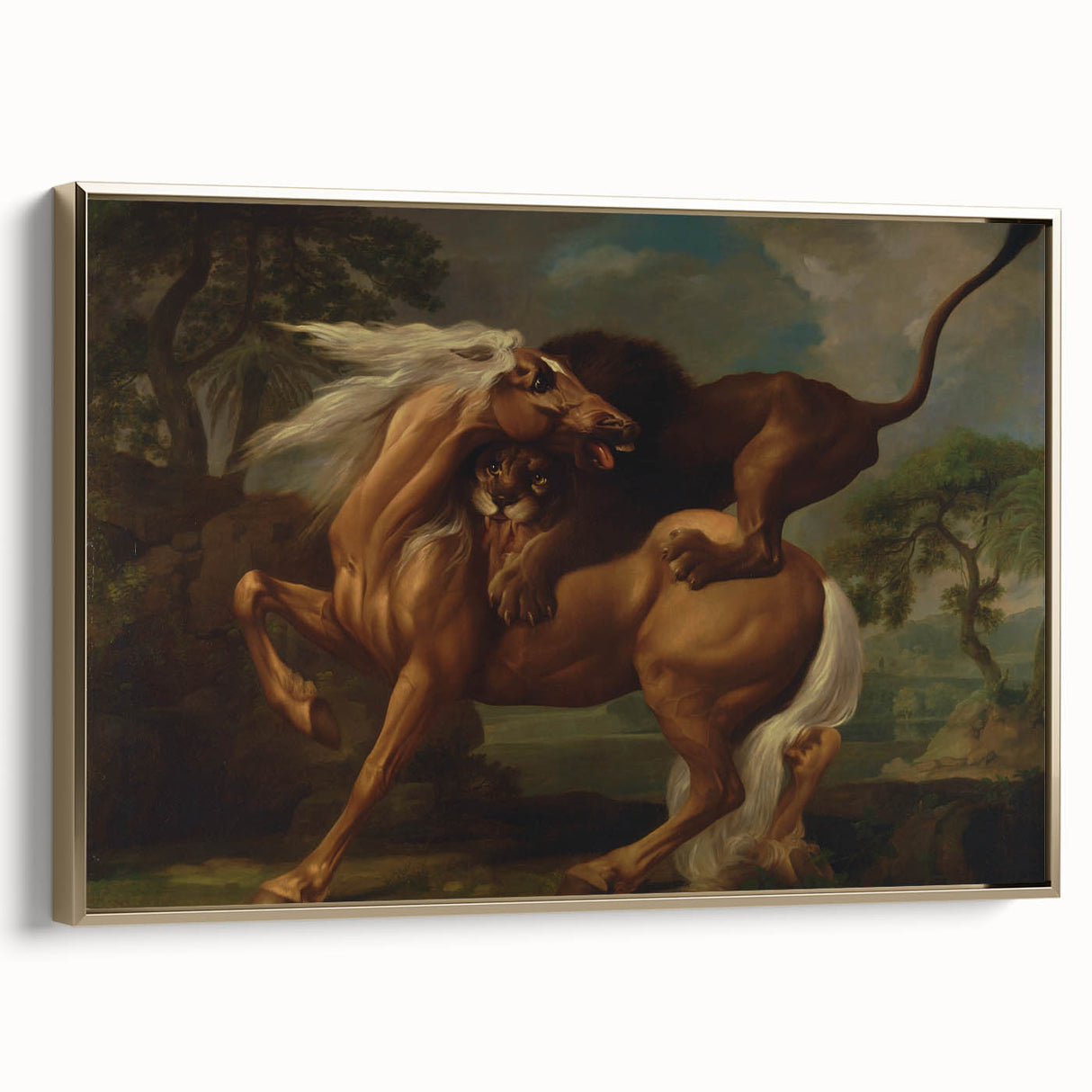 Romanticism Art: Lion Attacking a Horse by Stubbs - Wildlife Canvas Print