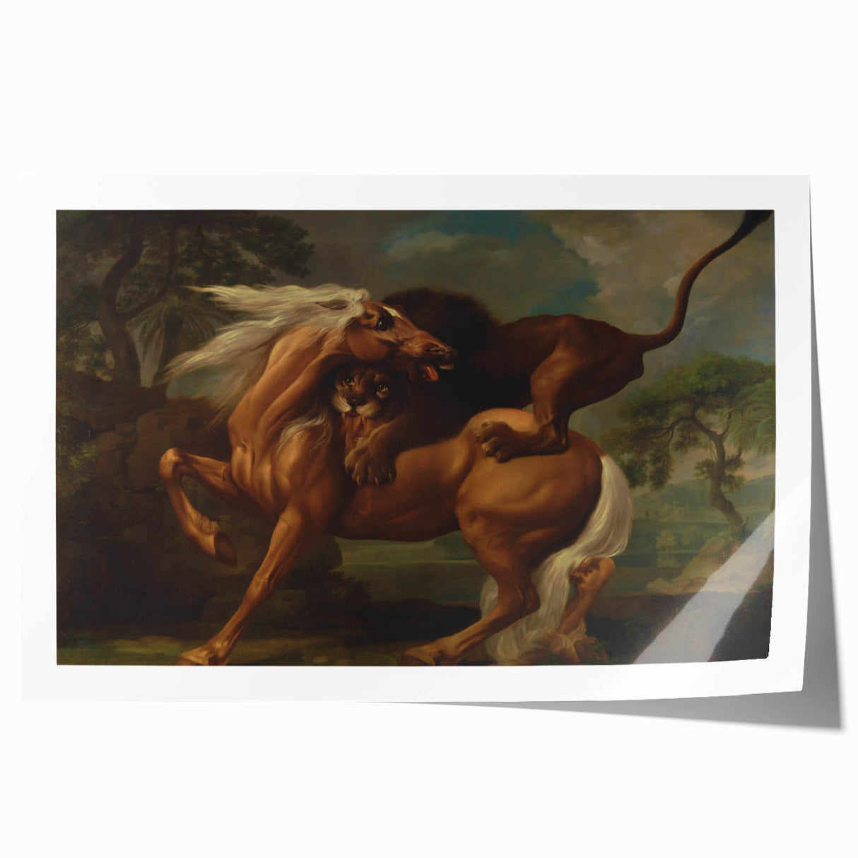 Romanticism Art: Lion Attacking a Horse by Stubbs - Wildlife Canvas Print