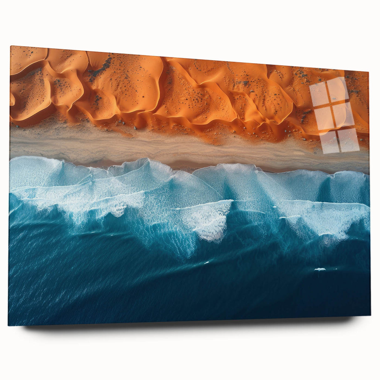 Large abstract acrylic print of an African scenery in earth tones, ideal for bedroom or dining room art.