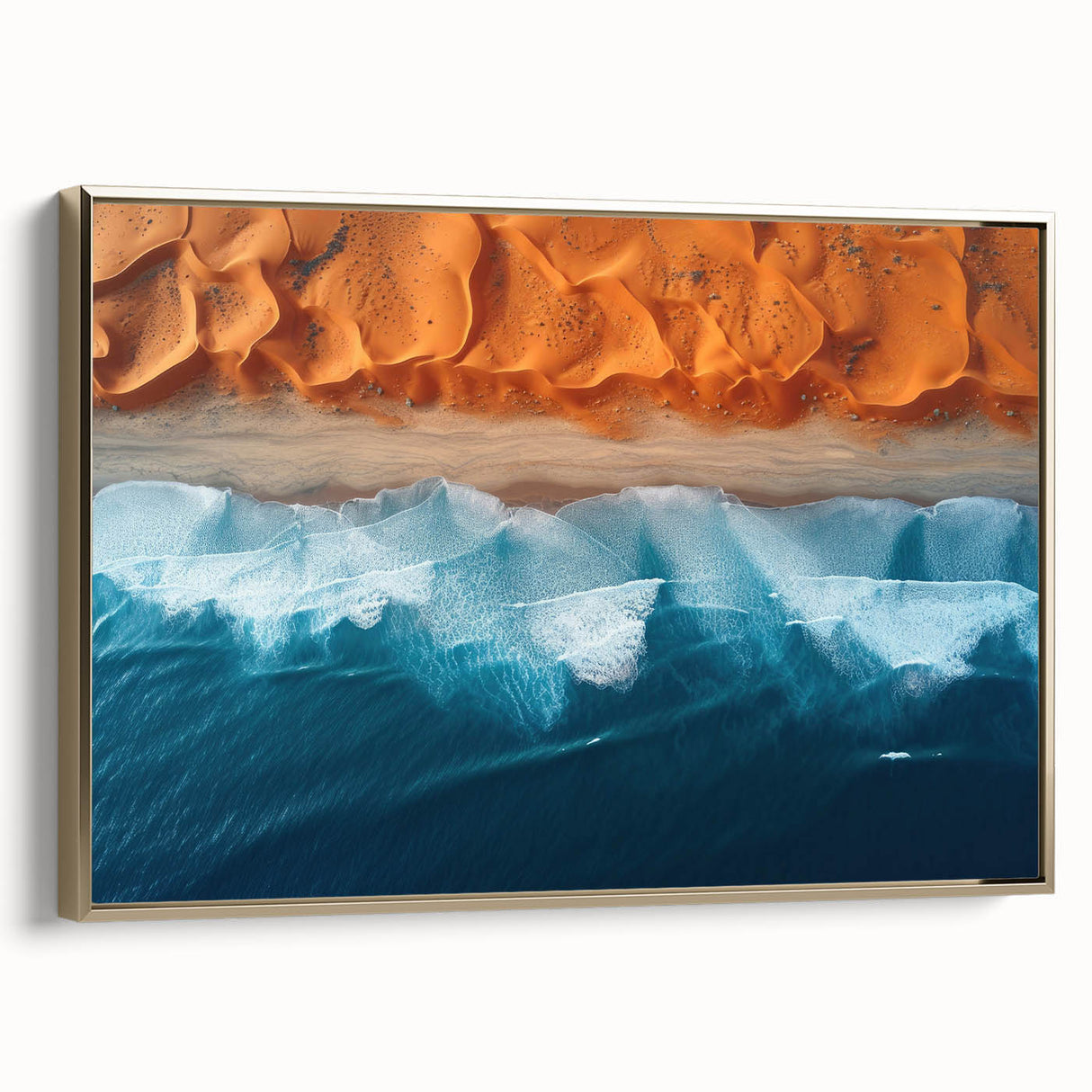 Framed canvas landscape art painting of Namibian scenery, featuring muted earth tones.