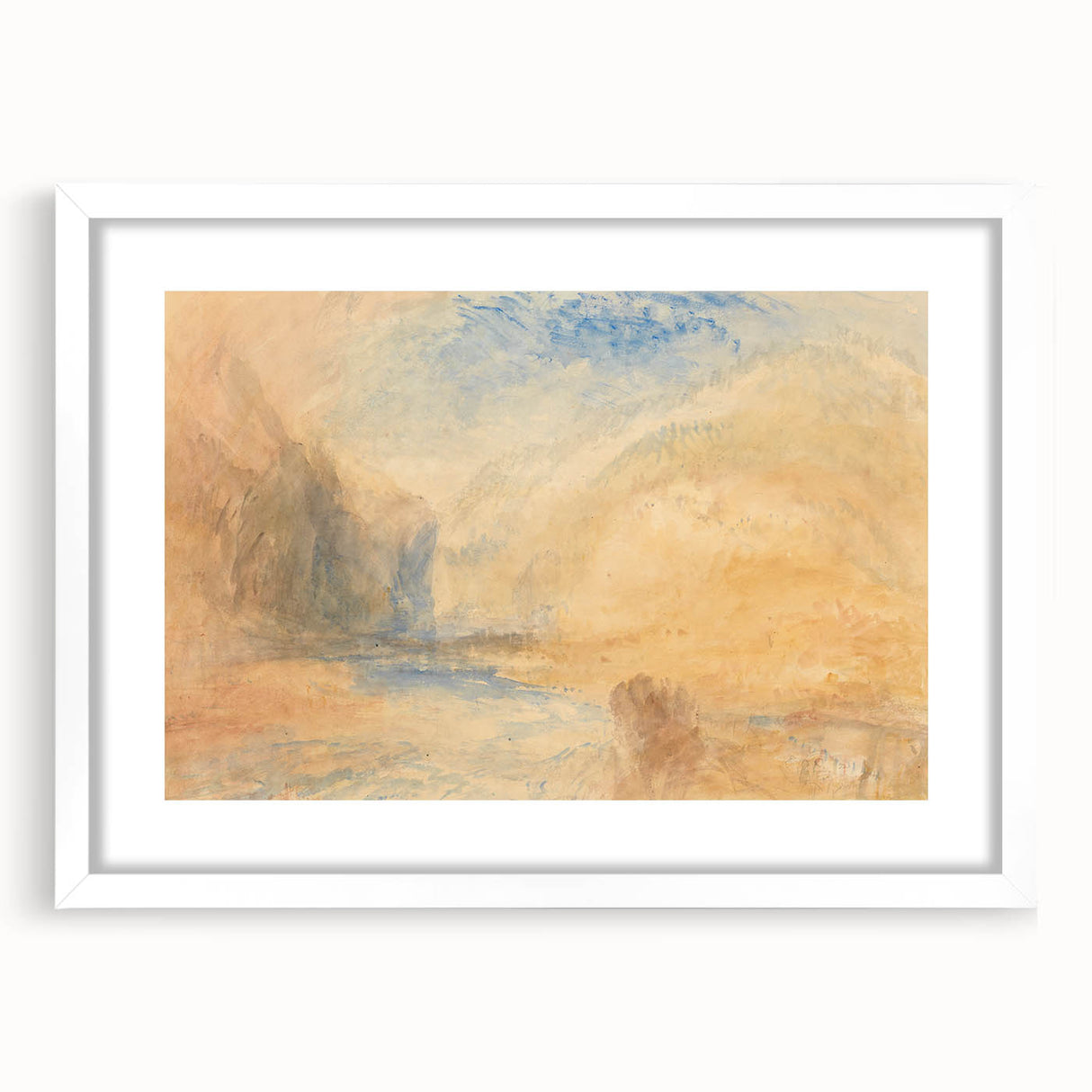 Romantic Art Prints: Serene Mountain Landscape with Lake