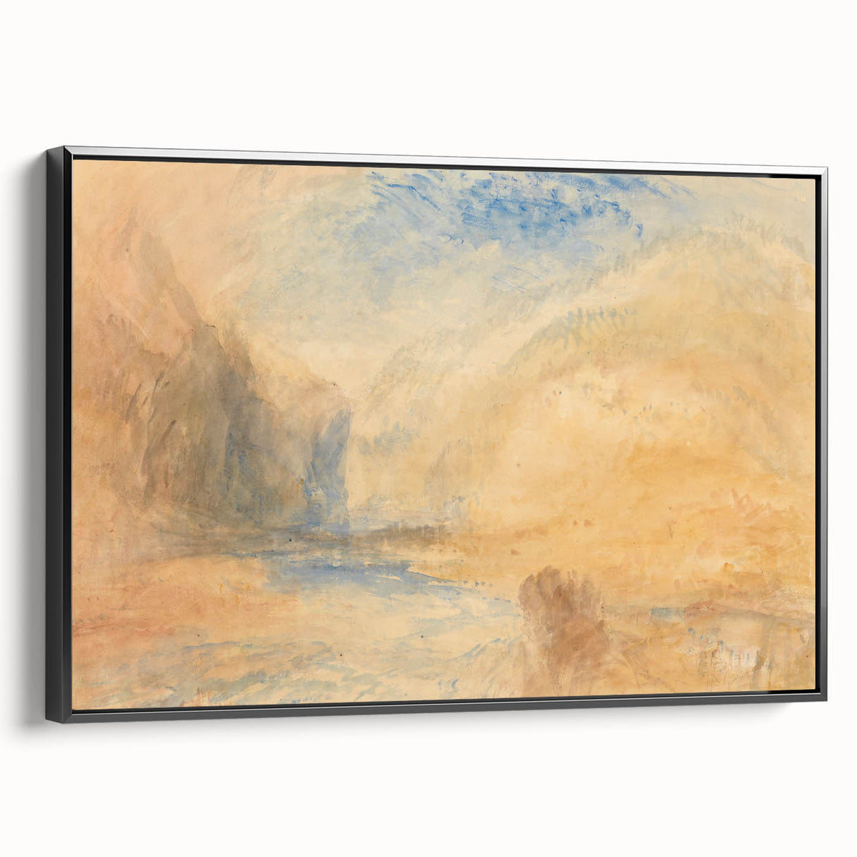 Romantic Art Prints: Serene Mountain Landscape with Lake