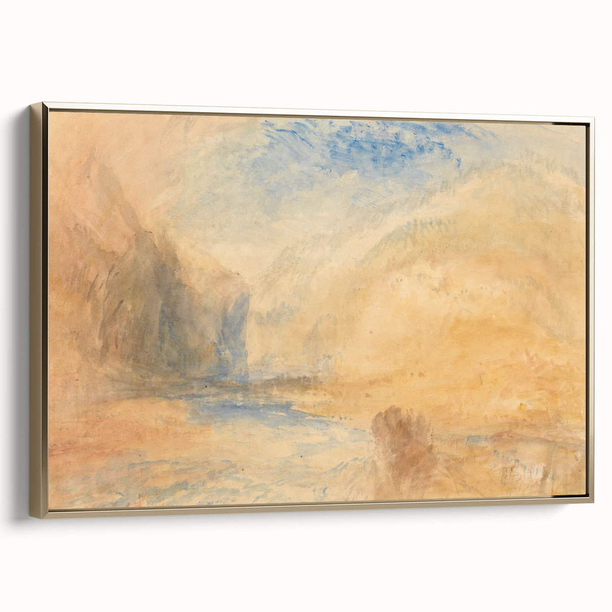 Romantic Art Prints: Serene Mountain Landscape with Lake