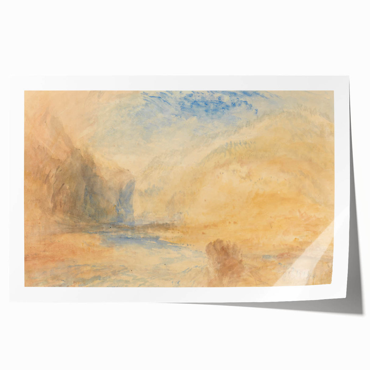Romantic Art Prints: Serene Mountain Landscape with Lake