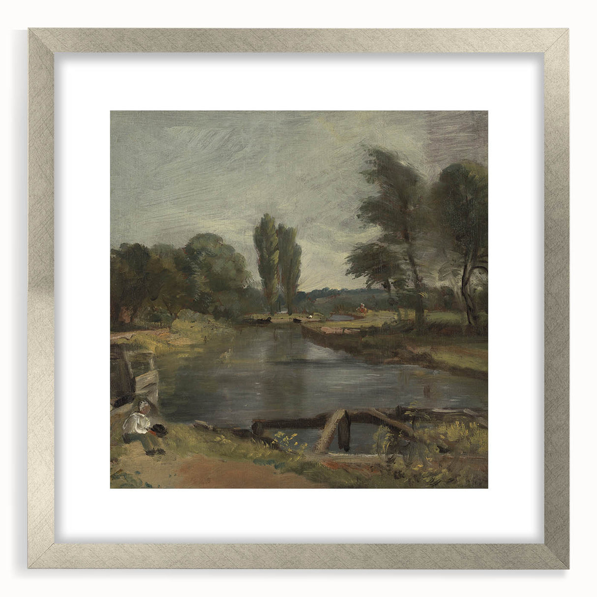 Classic Romantic Paintings: Flatford Lock by John Constable