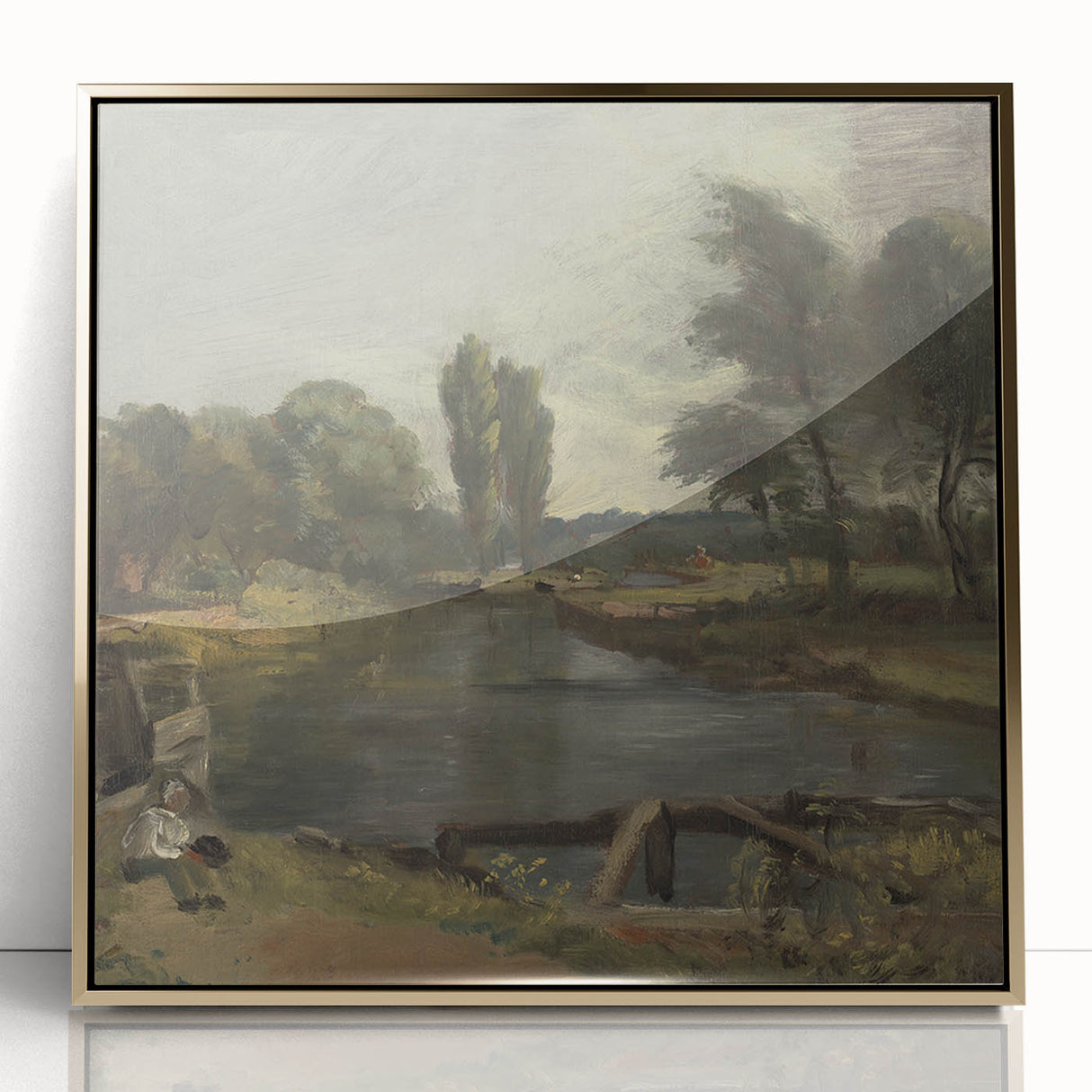 Classic Romantic Paintings: Flatford Lock by John Constable
