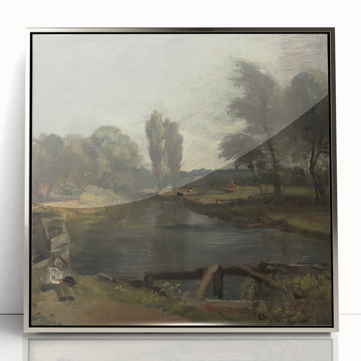 Classic Romantic Paintings: Flatford Lock by John Constable