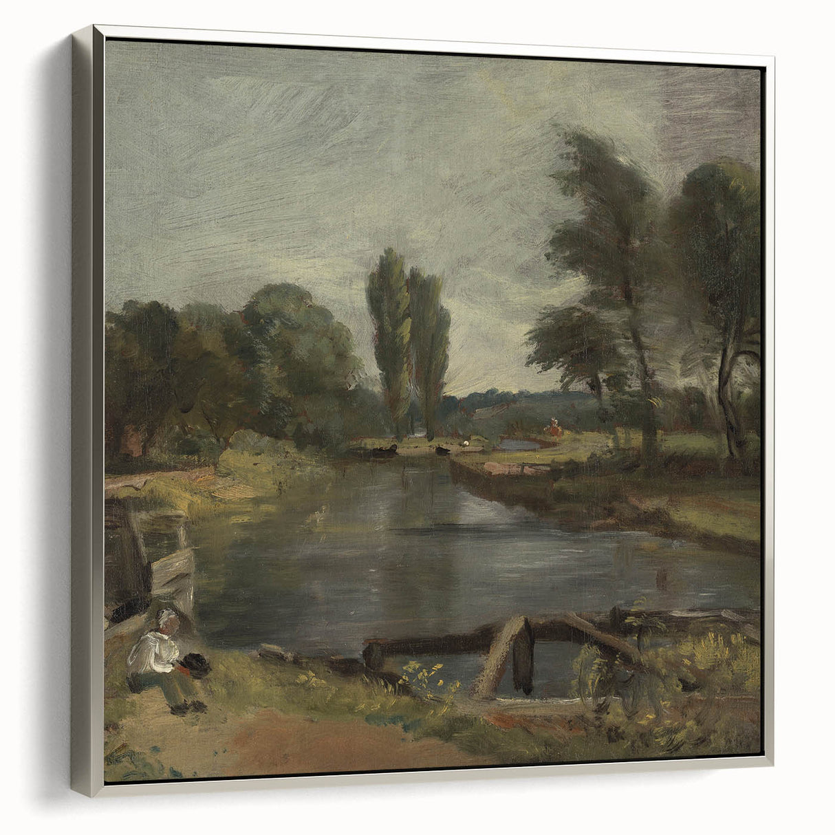 Classic Romantic Paintings: Flatford Lock by John Constable