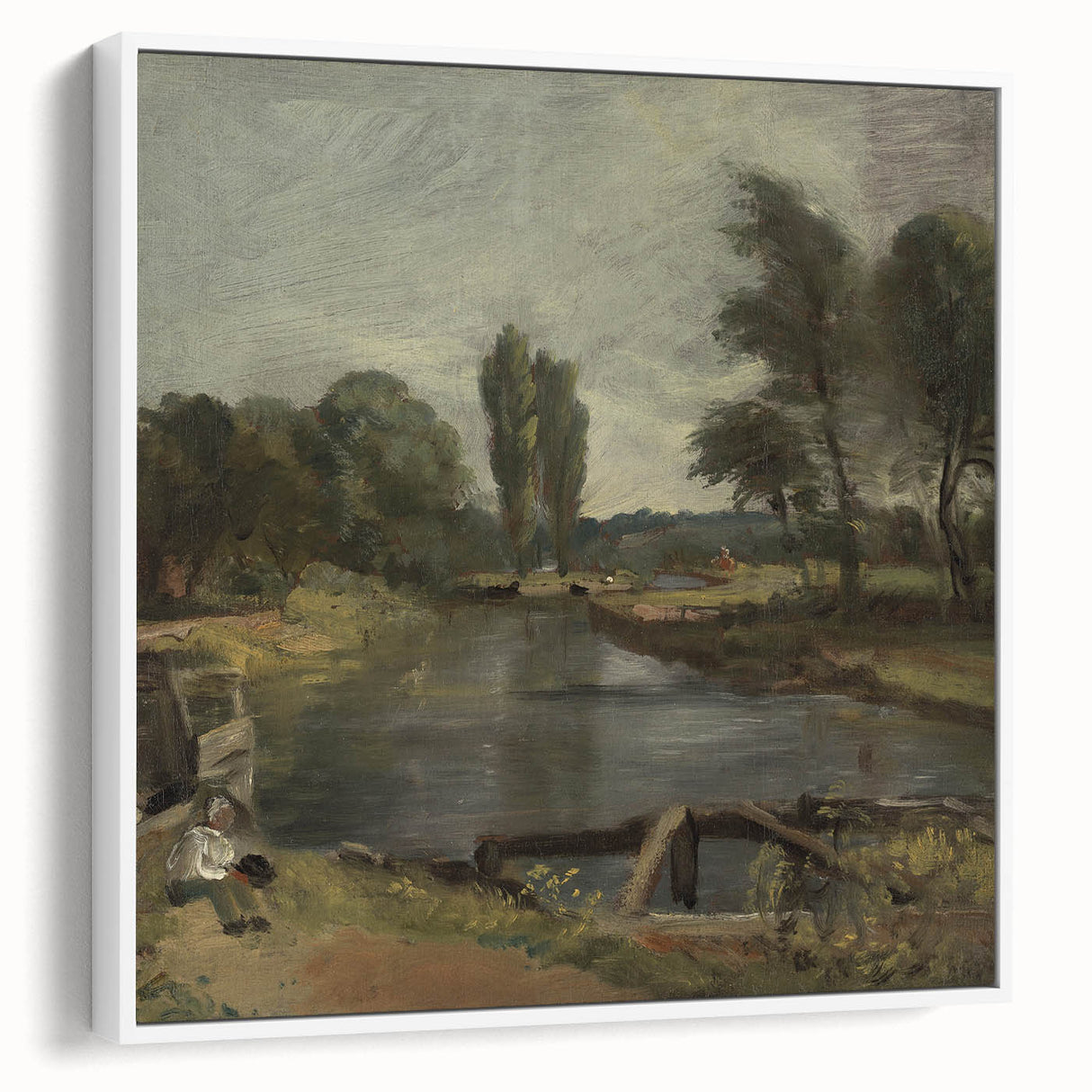 Classic Romantic Paintings: Flatford Lock by John Constable