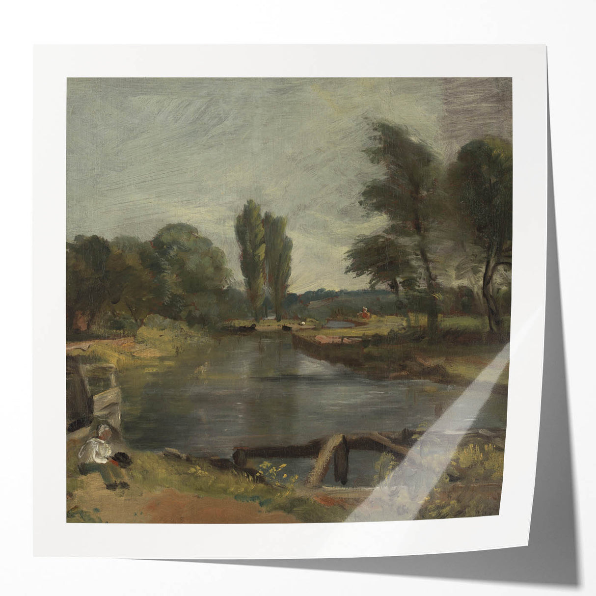 Classic Romantic Paintings: Flatford Lock by John Constable