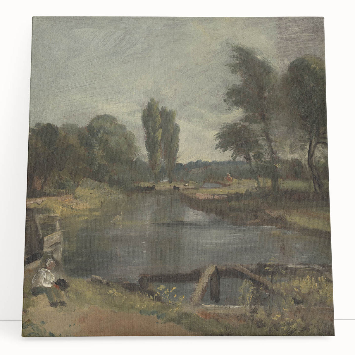 Classic Romantic Paintings: Flatford Lock by John Constable