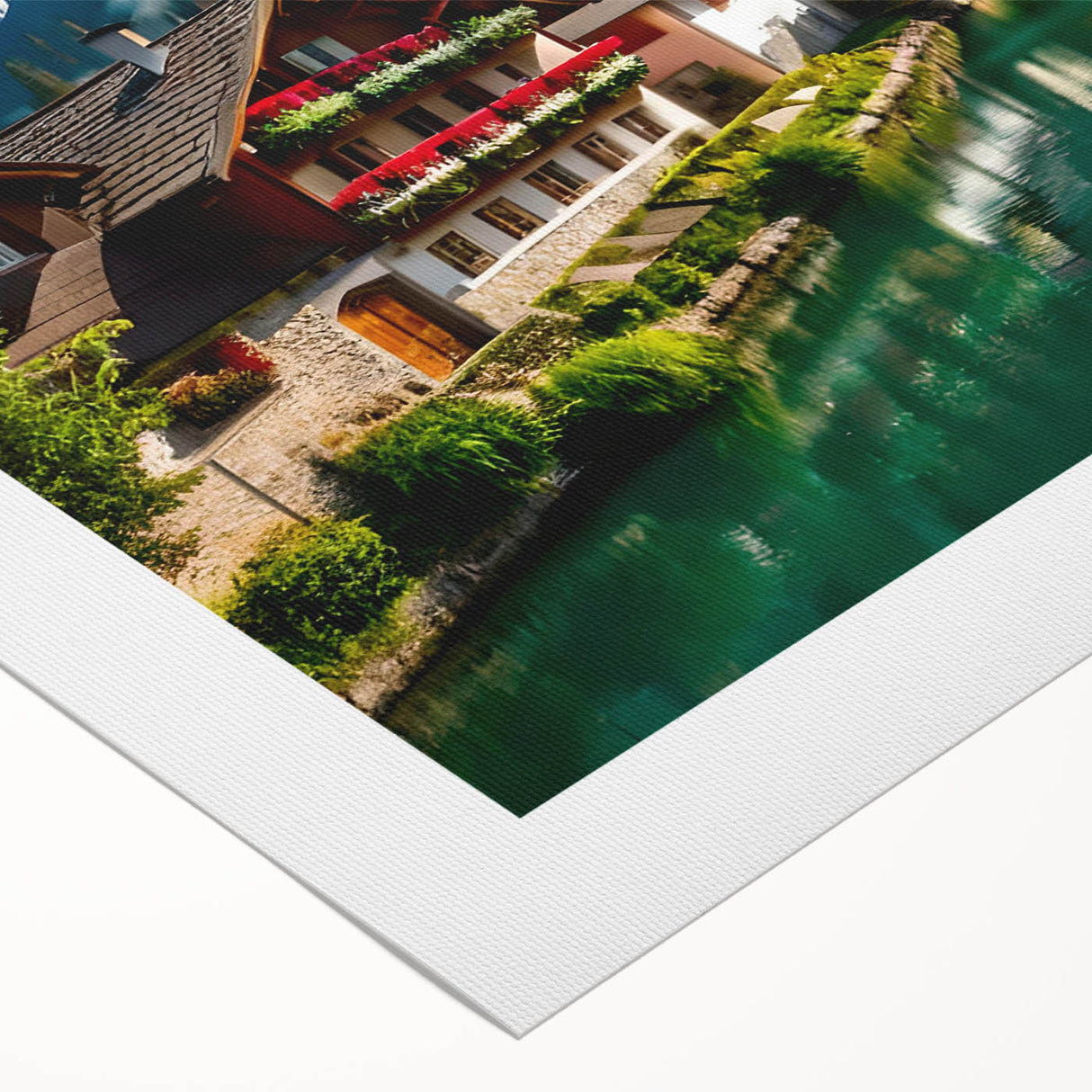 Art deco poster featuring a serene Austrian landscape in muted earth tones on rolled canvas, suitable for dining room decor.