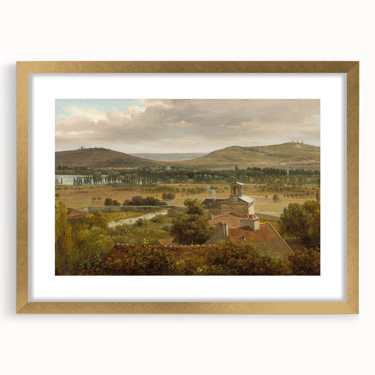 Romantic Art Prints: Panoramic Landscape Near River Moselle by Rousseau