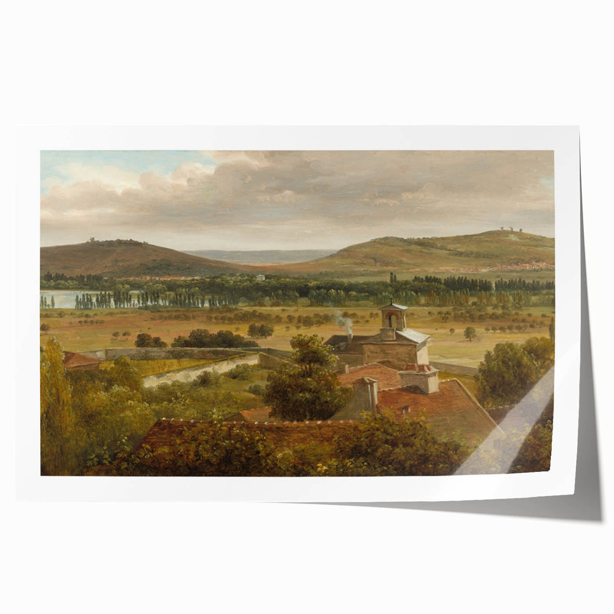 Romantic Art Prints: Panoramic Landscape Near River Moselle by Rousseau